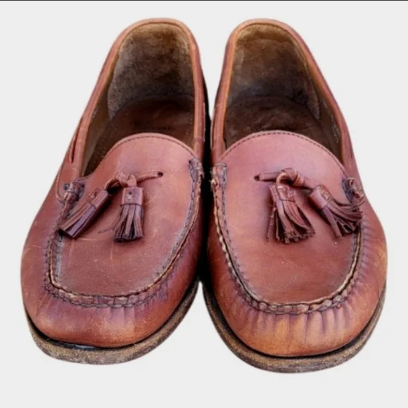 Allen Edmonds Naple Brown Leather Tassel Slip On Dress Casual Loafer Shoe Men 13 - Picture 5 of 11